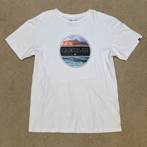 Men's Quiksilver Large White Graphic Design T-Shirt